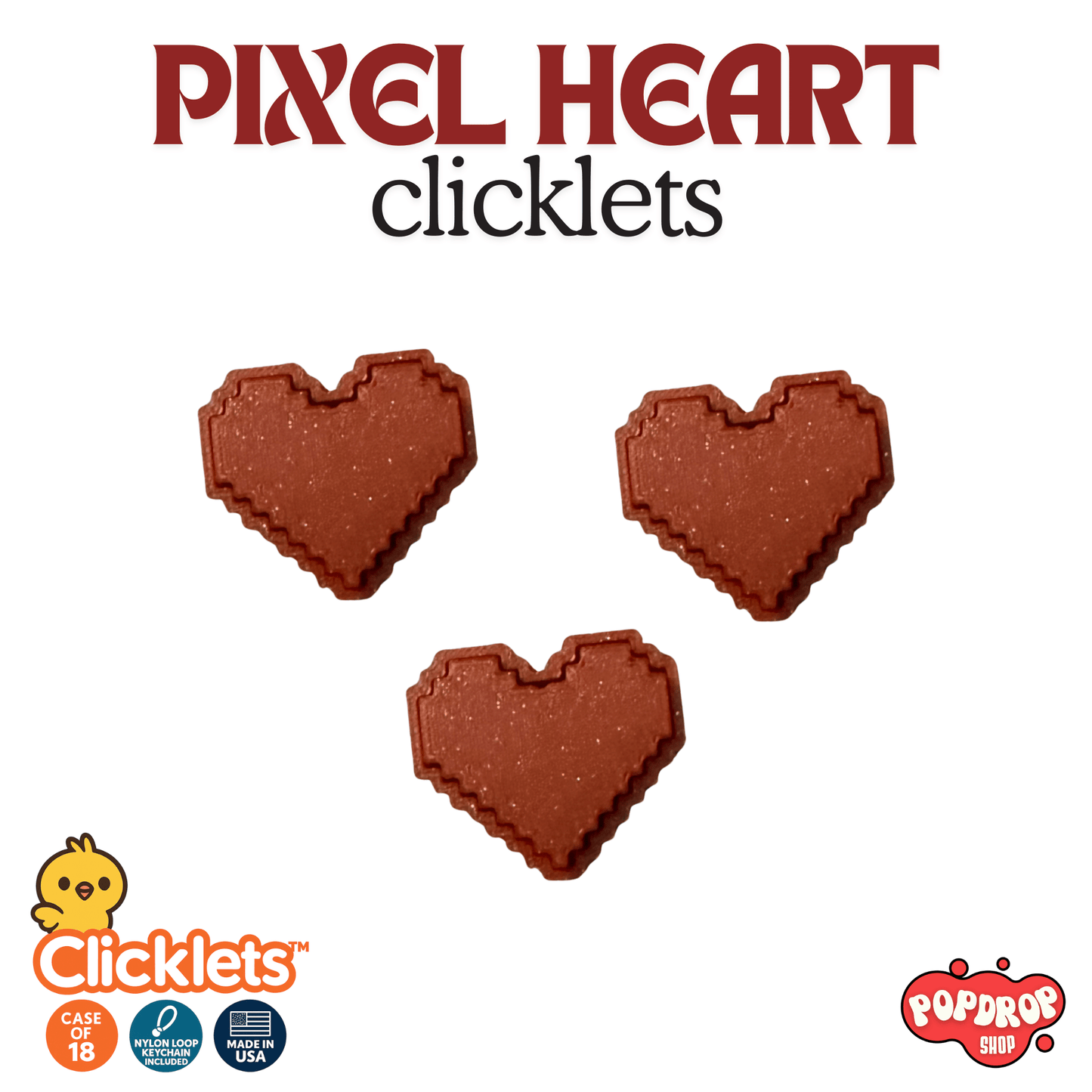Pixel Heart Clicklets - Case of 18