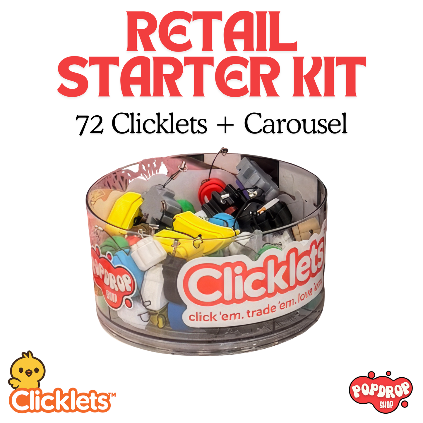 Retail Starter Pack – 72 Assorted Clicklets™ and Display
